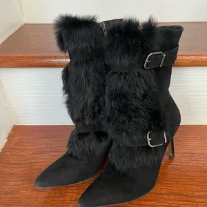 Via spiga black fur boots